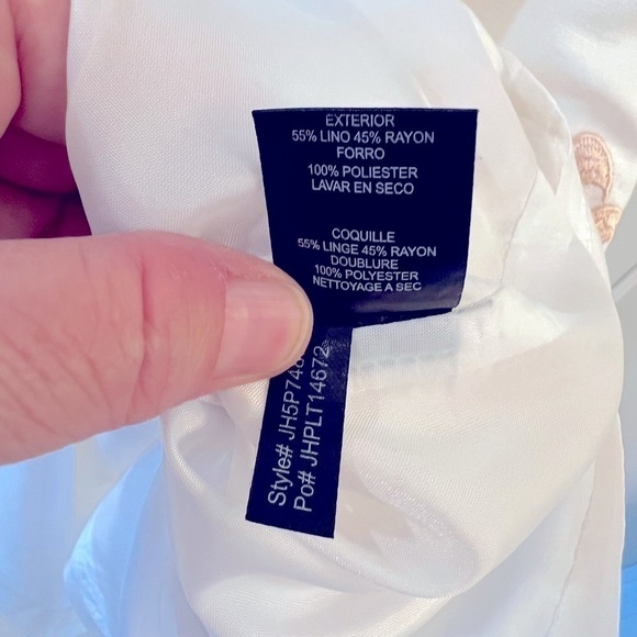 Jessica Howard Linen White Dress with Embroidery Size 8P - Picture 5 of 7